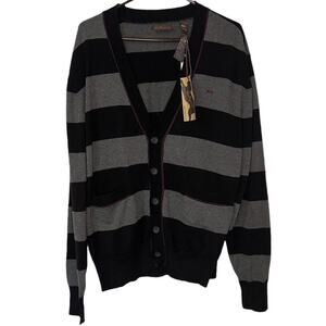 A Tiziano Sweater Men’s Size Large Black Grey Embroidered Logo Button Down Knit